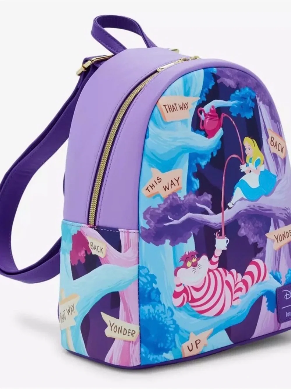 NEW w Tags Loungefly Disney ALICE In Wonderland CHESHIRE CAT Purple Backpack